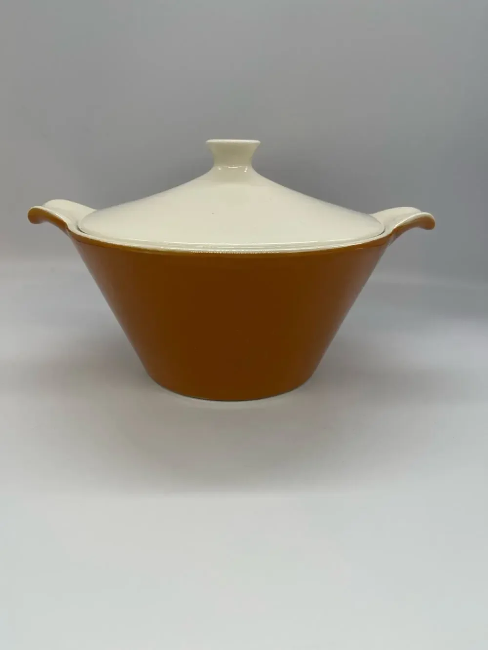 Vintage MCM Royal China Star Glow Covered Casserole Serving Dish Rust Brown